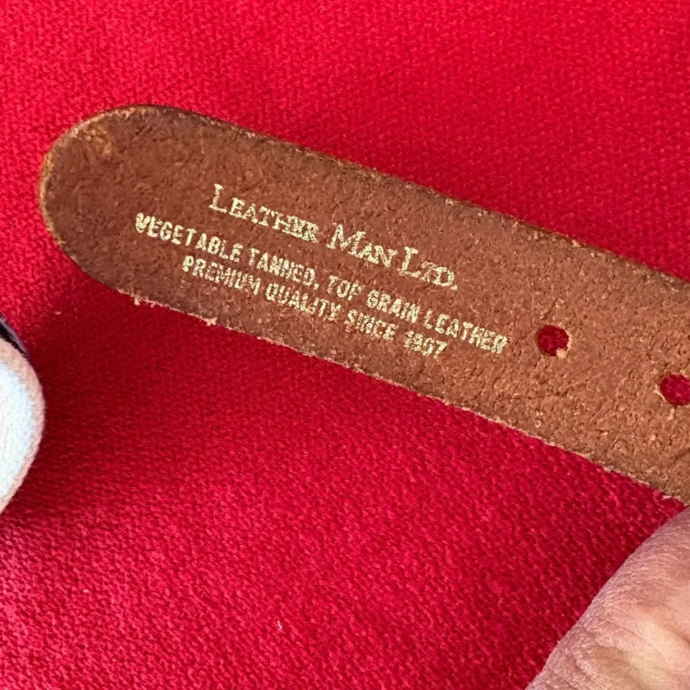 EUC Blue Fish On Navy Leather & Ivory
Canvas Belt . Leather Man USA - Picture 4 of 11